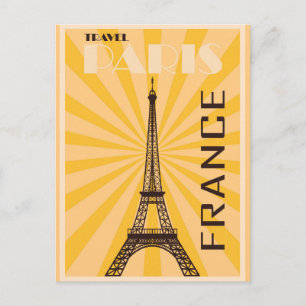 Cartão Postal Cartaz de Viagem Vintage Paris França Torre Eiffel