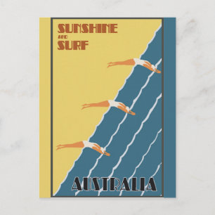 Cartão Postal Cartaz de Viagem Vintage Retro Austrália Praia