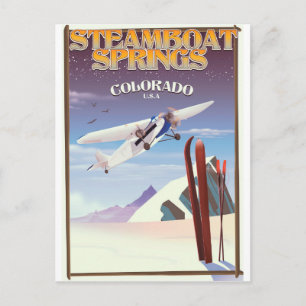 Cartão Postal Cartaz de viagem vintage Steamboat Springs colorad