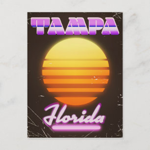 Cartão Postal Cartaz de viagem vintage Tampa Flórida anos 80