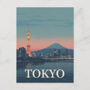 Cartão Postal Cartaz de Viagem Vintage Tóquio Japão Fuji