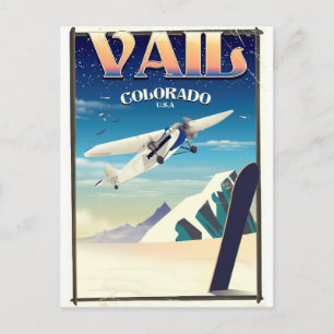 Cartão Postal Cartaz de viagem vintage Vail Colorado
