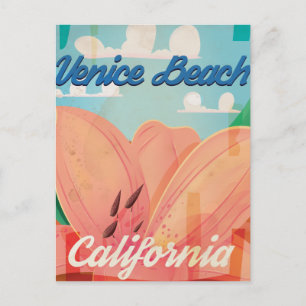 Cartão Postal Cartaz de Viagem Vintage Venice Beach Califórnia