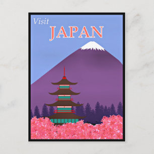Cartão Postal Cartaz de viagem vintage, Visite o Japão