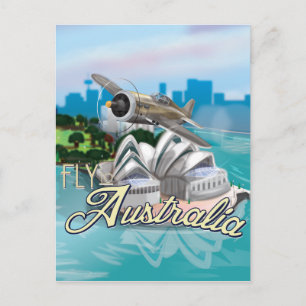 Cartão Postal Cartaz de Viagem Vintage Voar para a Austrália