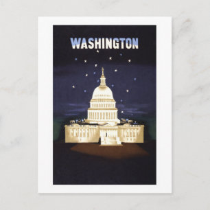 Cartão Postal Cartaz de Viagem Vintage Washington, D.C.