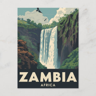 Cartão Postal Cartaz de Viagem Vintage Zâmbia Cachoeira