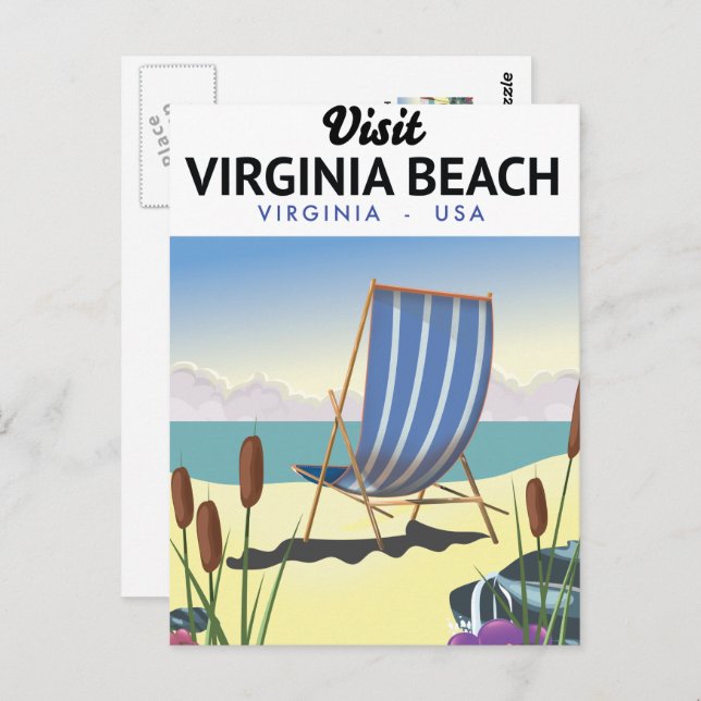Cartão Postal Cartaz de viagem Virginia Beach Virgínia EUA (Frente/Verso)