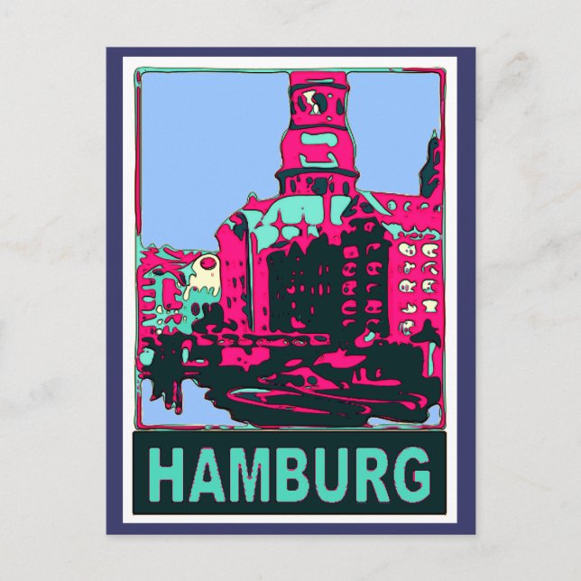 Cartão Postal Cartaz de Viagens de Hamburgo (Frente)