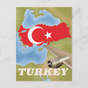 Cartão Postal Cartaz de voo antigo da Turquia