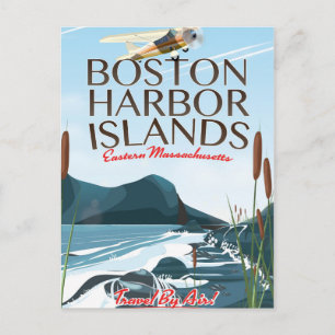 Cartão Postal Cartaz de voo do Porto de Boston Massachusetts