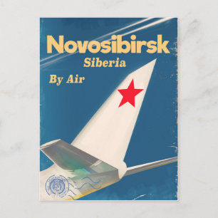 Cartão Postal Cartaz de voo Novosibirsk Sibéria união soviética
