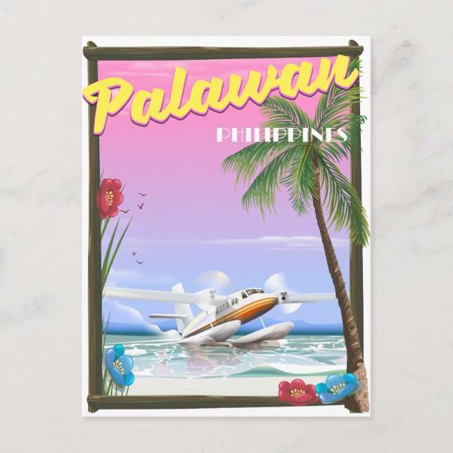 Cartão Postal cartaz de voo Palawan Filipinas (Frente)