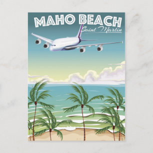 Cartão Postal Cartaz do avião da Praia de Maho Saint Martin