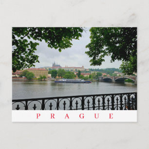Cartão Postal Cartaz do castelo de Praga e da vista fluvial