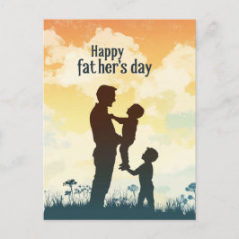 Cartão Postal Cartaz do Dia de os pais de silhueta infantil Padr