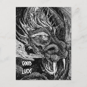 Cartão Postal Cartaz do Dragão 'Boa Sorte!'