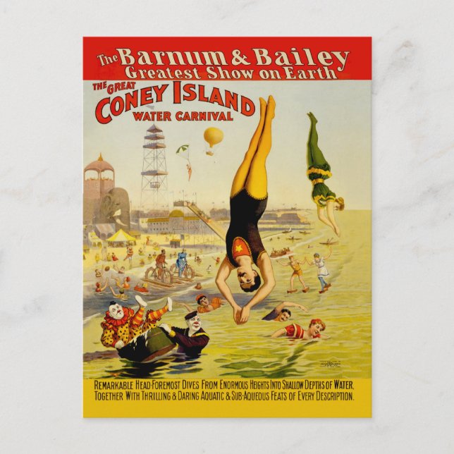 Cartão Postal Cartaz do Espetáculo de Sideshow da Coney Island (Frente)