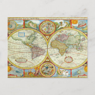 Cartão Postal Cartaz do estilo do mapa antigo e divertido