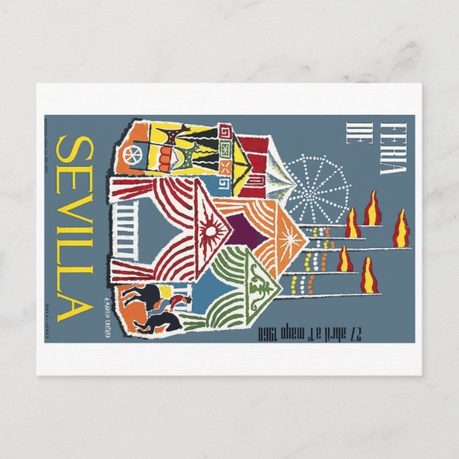 Cartão Postal Cartaz do Festival de Sevilha 1960 Espanha (Frente)