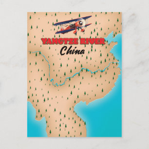 Cartão Postal cartaz do mapa da China rio Yangtze