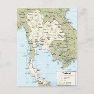 Cartão Postal Cartaz do mapa da Tailândia