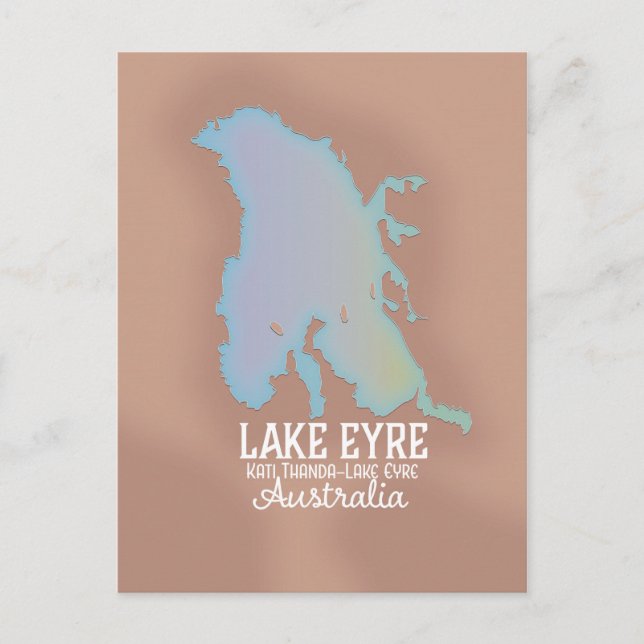 Cartão Postal Cartaz do mapa do Lago Eyre Austrália (Frente)