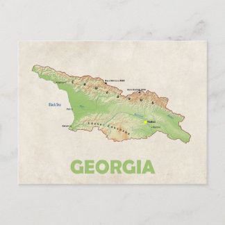 Cartão Postal Cartaz do mapa do país da Geórgia