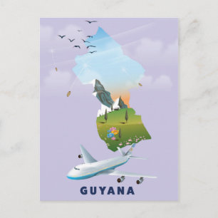 Cartão Postal Cartaz do mapa ilustrado da Guiana