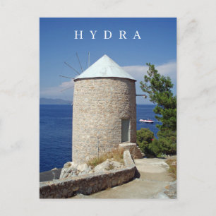 Cartão Postal Cartaz do moinho da ilha de Hydra