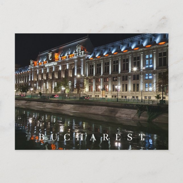 Cartão Postal Cartaz do Palácio de Justiça de Bucareste (Frente)