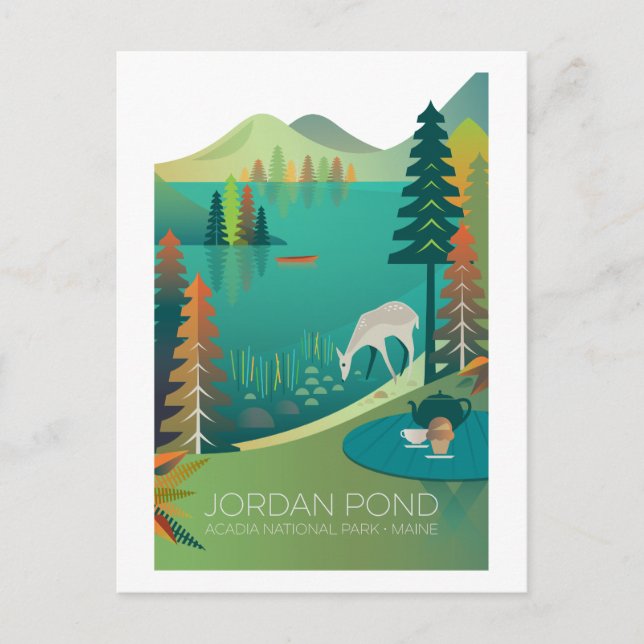 Cartão Postal Cartaz do Parque Nacional da Acadia, Jordan Pond (Frente)