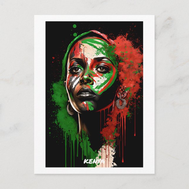 Cartão Postal Cartaz do Quênia - Retrato Artístico - Mundo das M (Frente)
