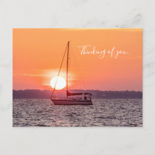 Cartão Postal Cartaz Do Sailboat Sunrise Pensando Em Você
