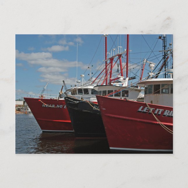 Cartão Postal Cartaz dos Barcos de Pesca de New Bedford (Frente)
