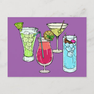 Cartão Postal Cartaz dos Cocktails de Verão