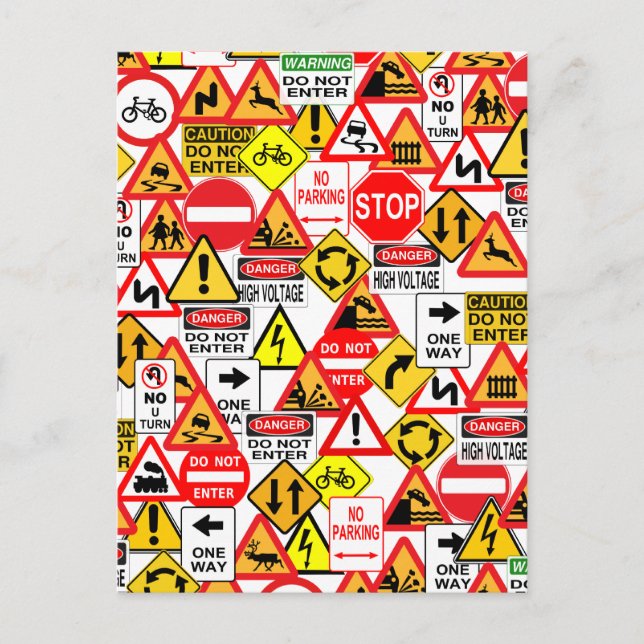 Cartão Postal Cartaz dos sinais de tráfego (Frente)