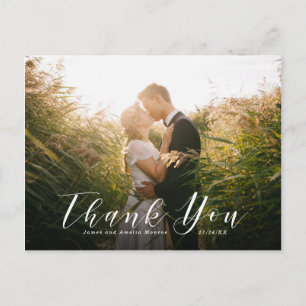 Cartão Postal Cartaz Elegante De Casamento De Script Obrigado