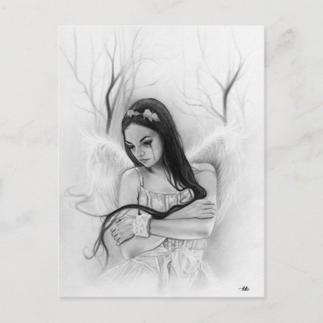 Cartão Postal Cartaz emocional do anjo triste perdido (Frente)