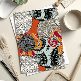 Cartão Postal Cartaz estilo japonês com bolas e espirais