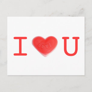 Cartão Postal Cartaz 'Eu amo U' do coração doce
