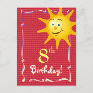 Cartão Postal Cartaz feliz de aniversário bonito com sol fofo