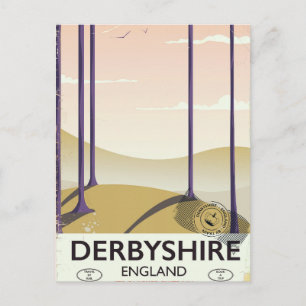 Cartão Postal Cartaz ferroviário vintage de Derbyshire.
