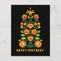 Cartaz folclore personalizável de aniversário feli