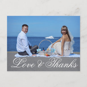 Cartão Postal Cartaz Fotográfico de Casamento Obrigado