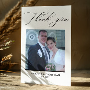Cartão Postal Cartaz Fotográfico de Casamento Obrigado