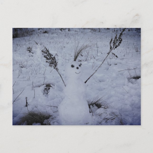 Cartão Postal Cartaz fotográfico de rosto feliz Snowman (Frente)