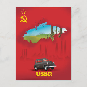 Cartão Postal Cartaz ilustrado do mapa da URSS