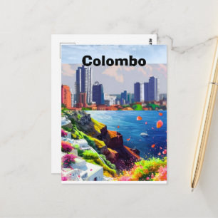 Cartão Postal Cartaz Imprimível de Viagem Colombo - Viagem Sri L