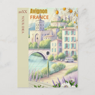 Cartão Postal Cartaz Imprimível de Viagem de Avignon - FranceTra